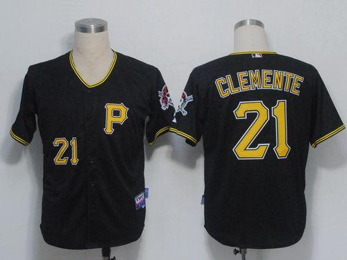 Pirates #21 Roberto Clemente Black Cool Base Stitched MLB Jersey - Click Image to Close